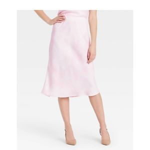 NWT a new day pink and white silk slip skirt- small